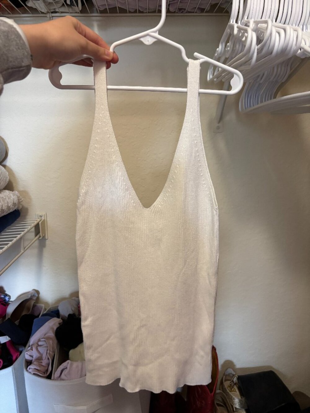 White M knit Mango tank top